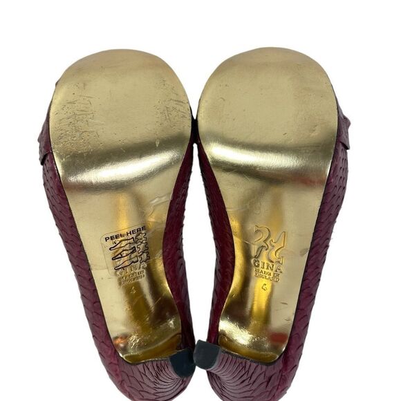 GINA 6 US ,python leather , maroon platform heels handmade - Picture 10 of 11